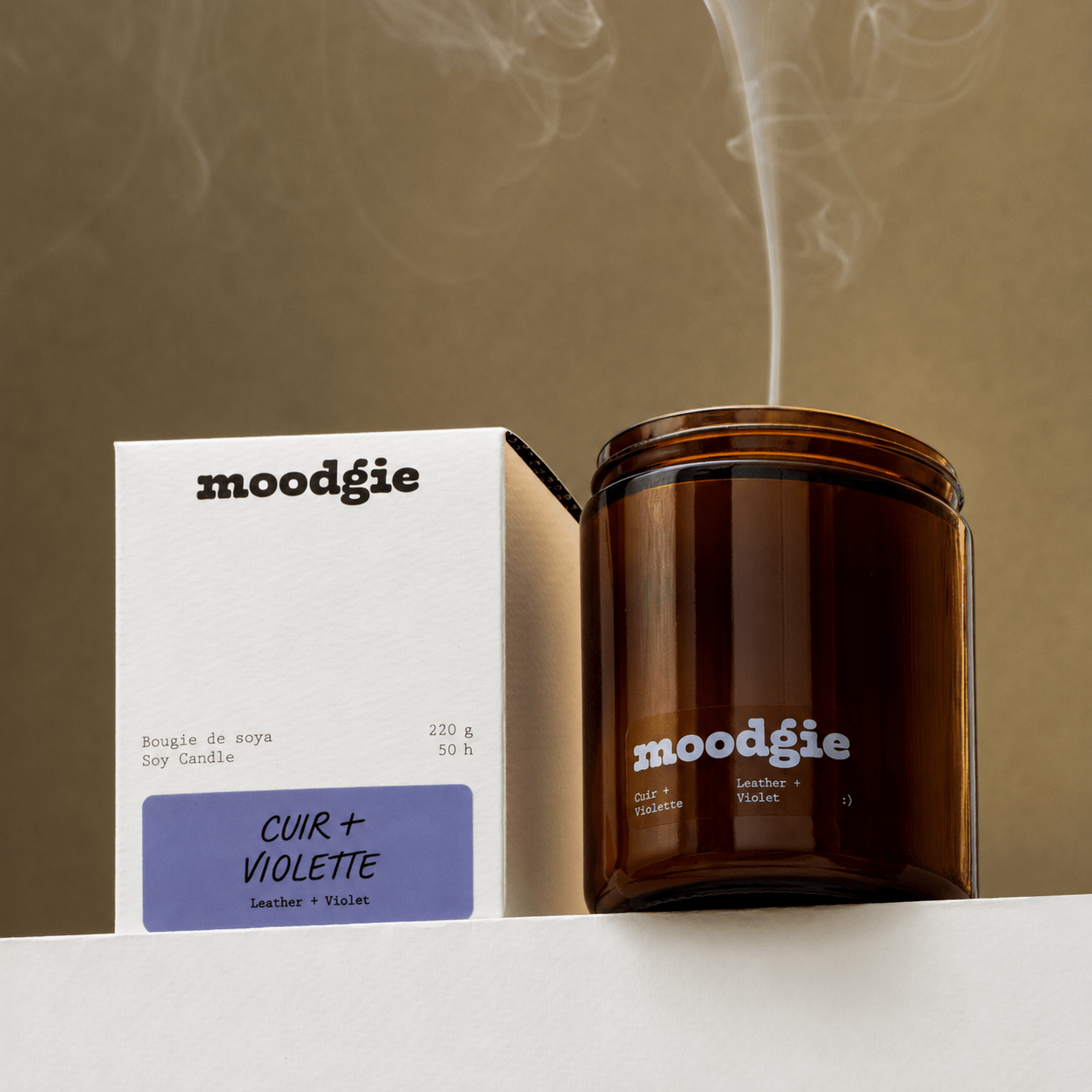 Bougie - Cuir + Violette - Moodgie