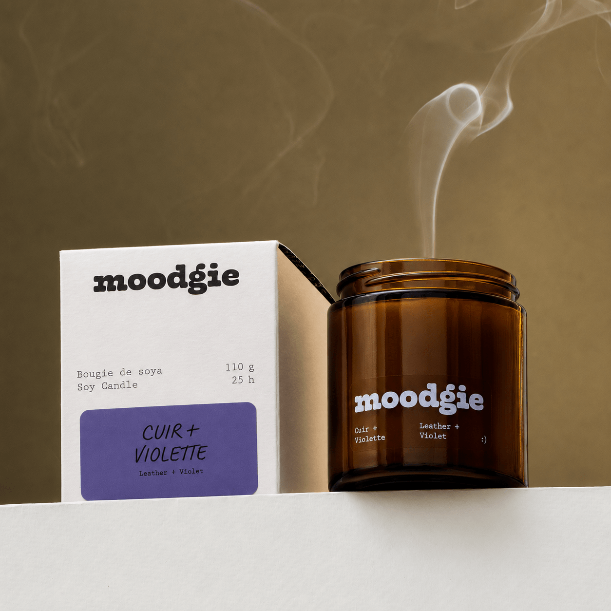 Bougie - Cuir + Violette - Moodgie