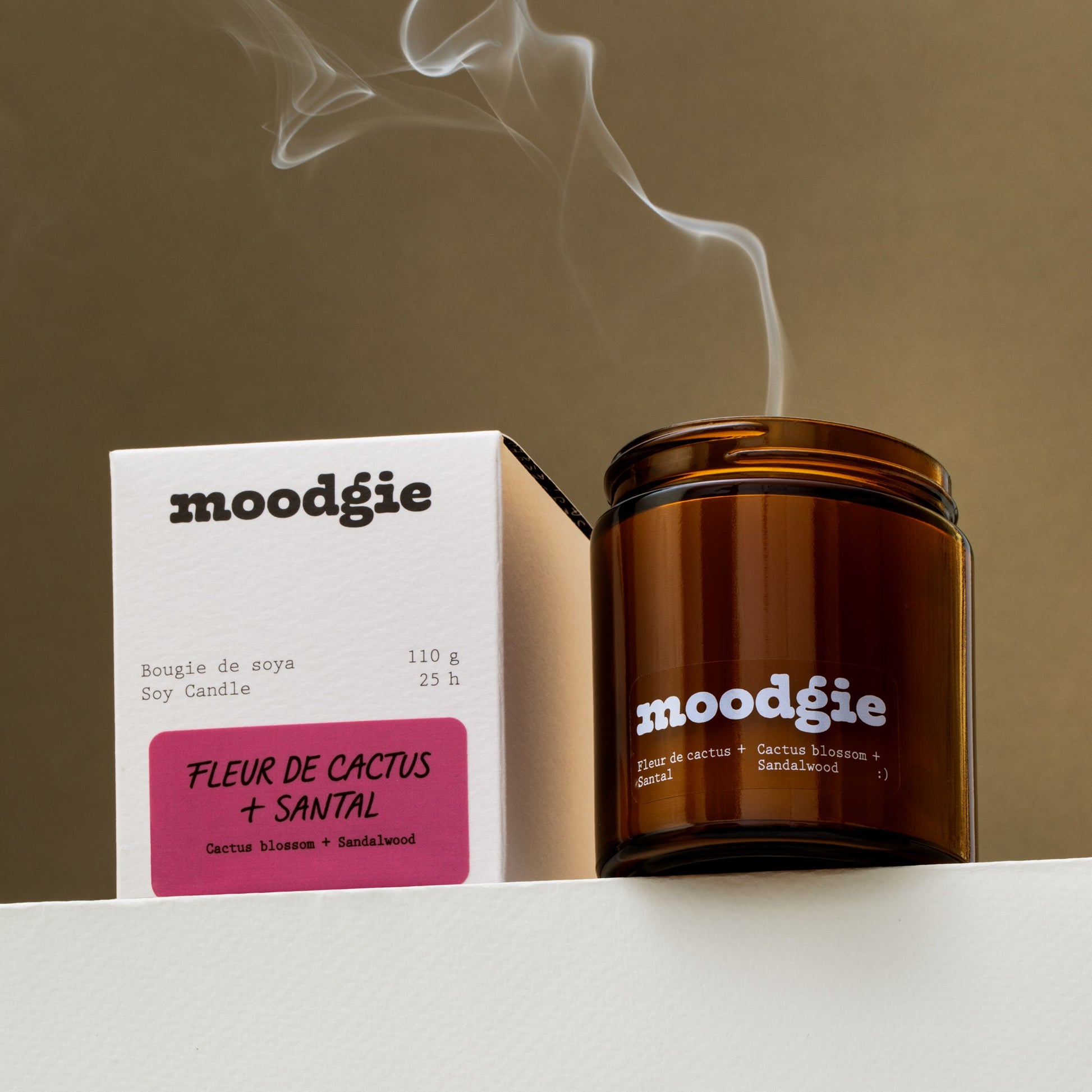 Bougie - Fleur de cactus + Santal - Moodgie